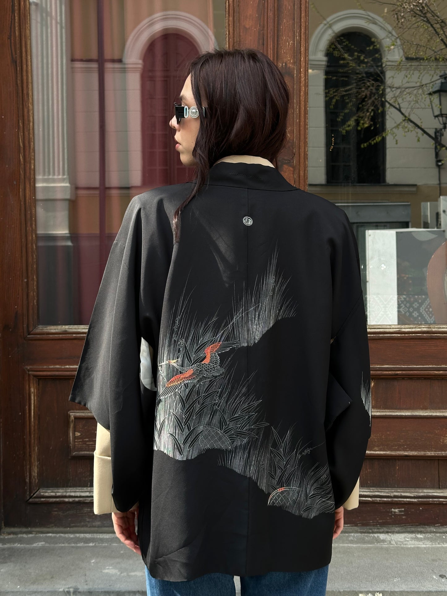 Black haori with a crane