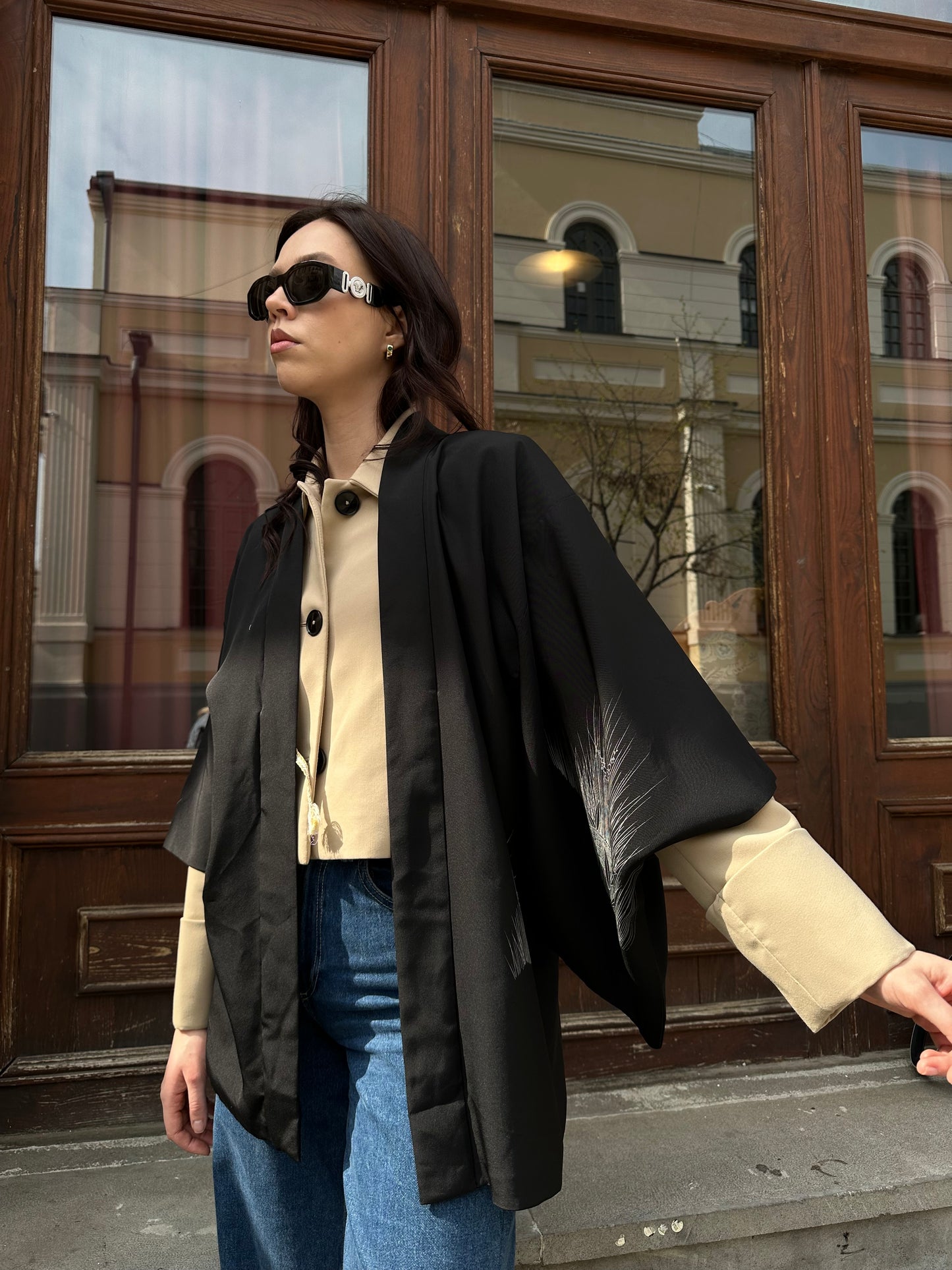 Black haori with a crane