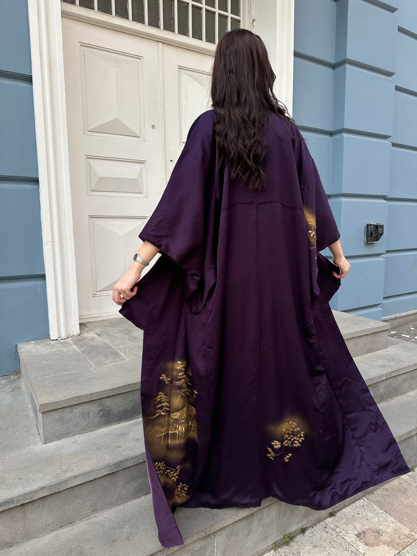 Purple Kimono with gold pattern