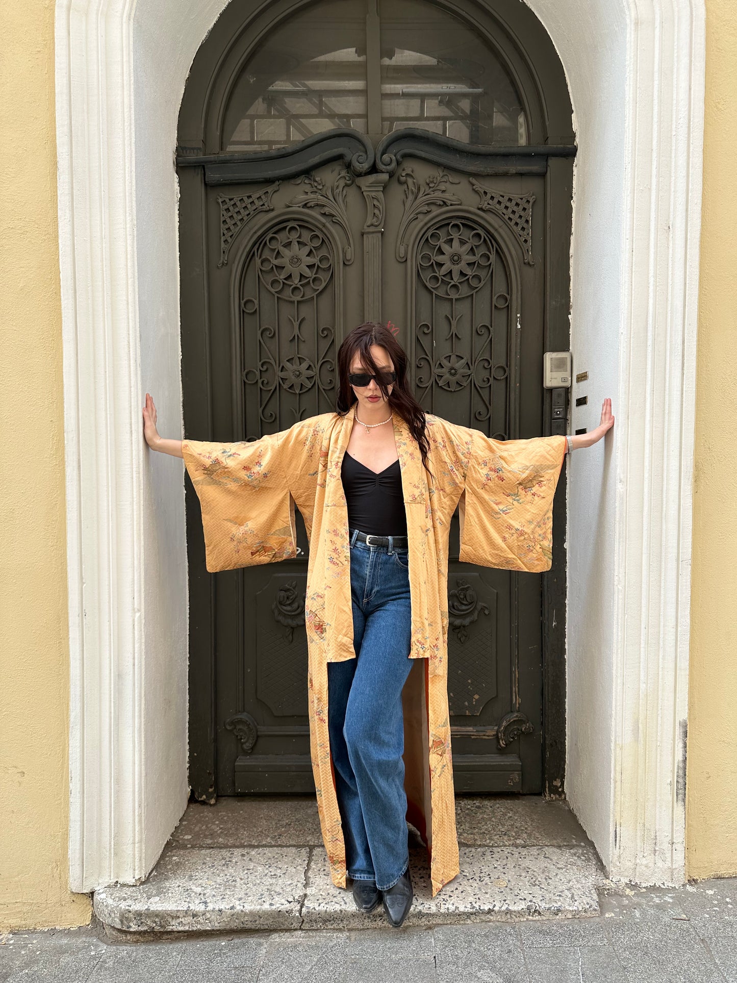 Gold kimono with flowers