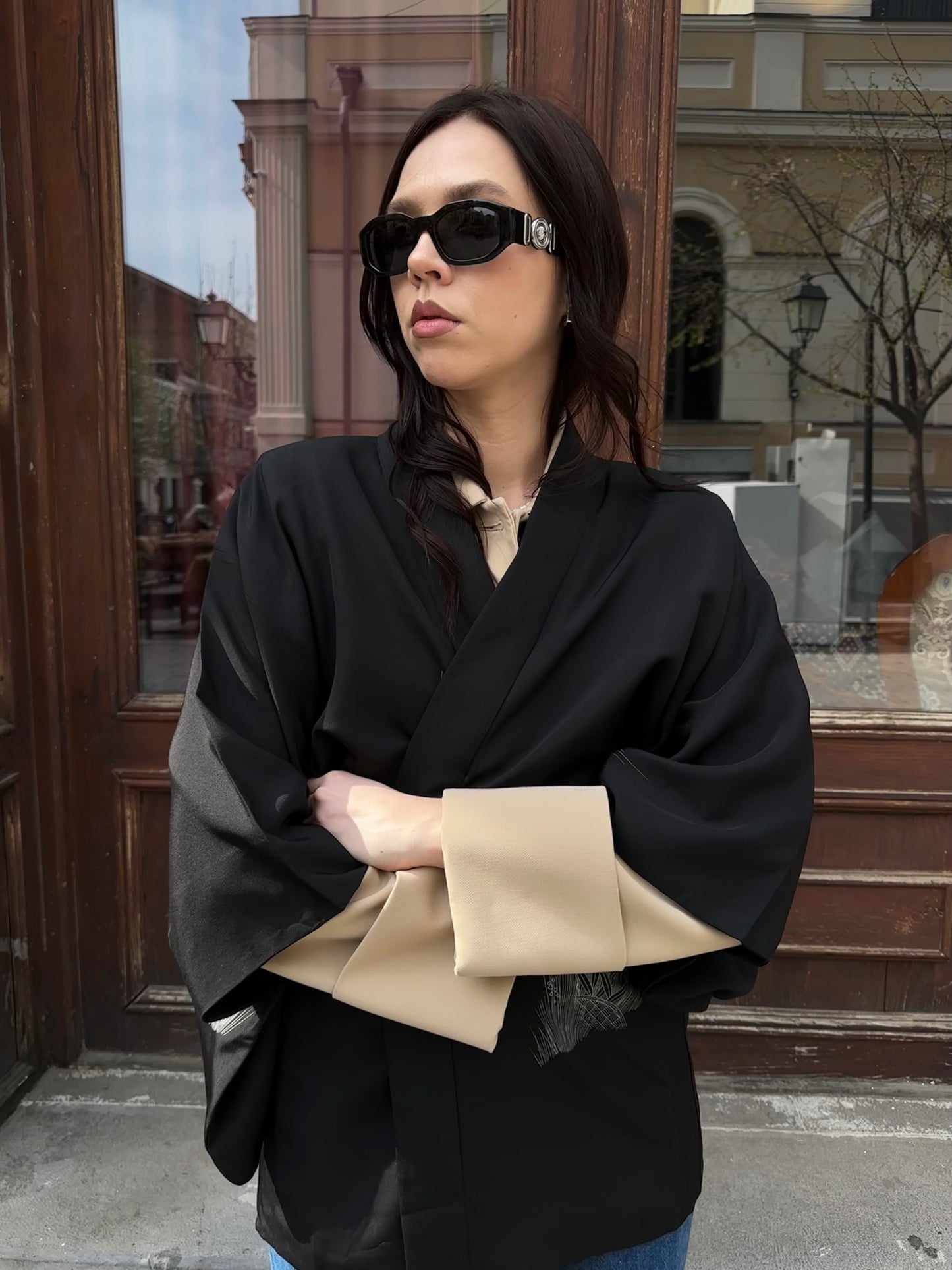 Black haori with a crane
