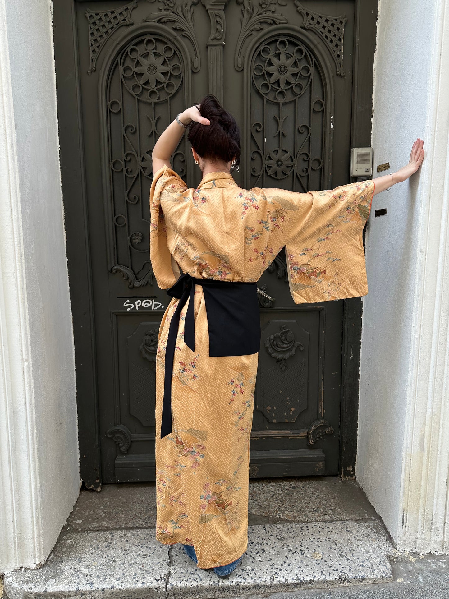 Gold kimono with flowers