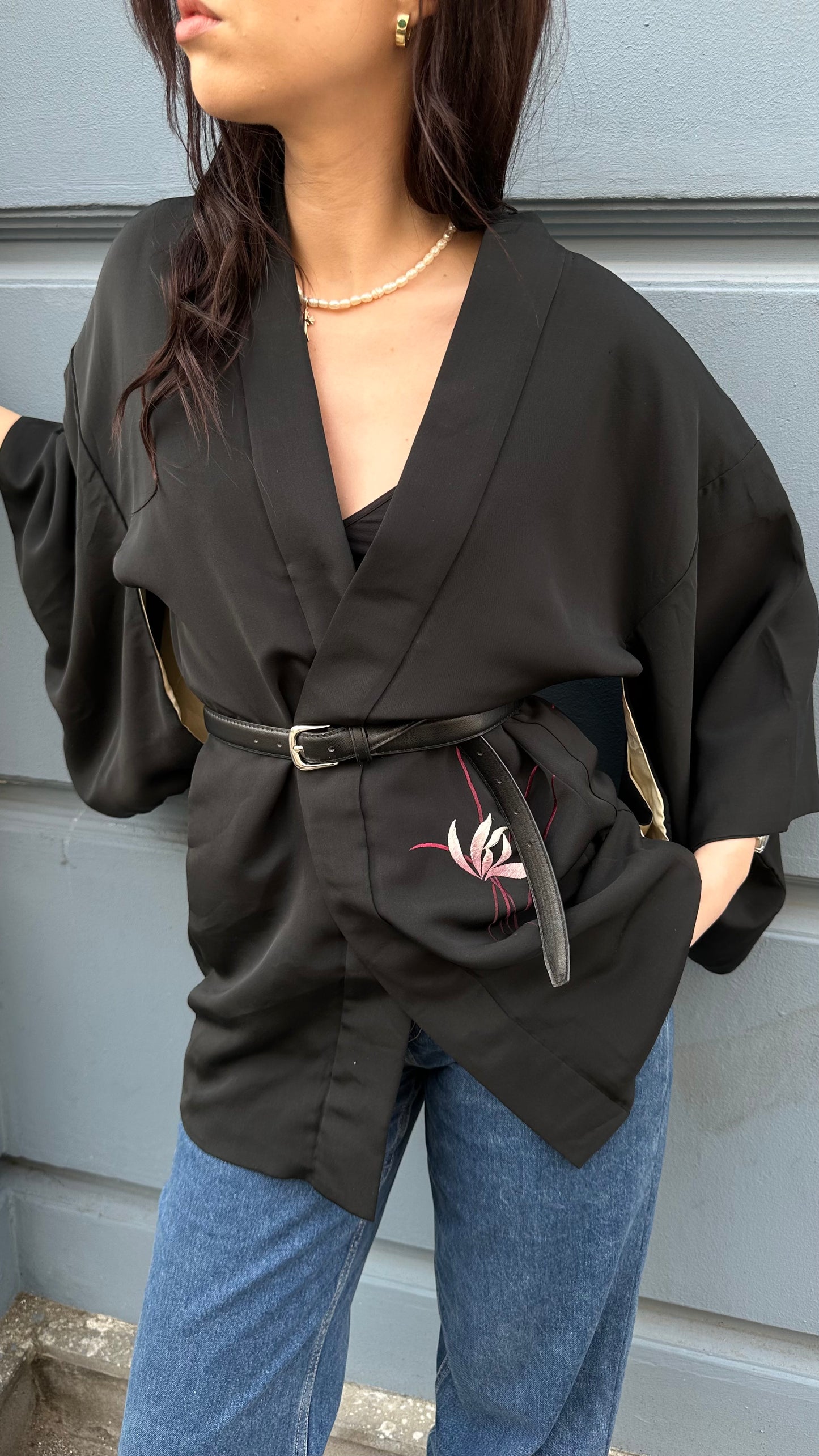 Haori with purple flowers