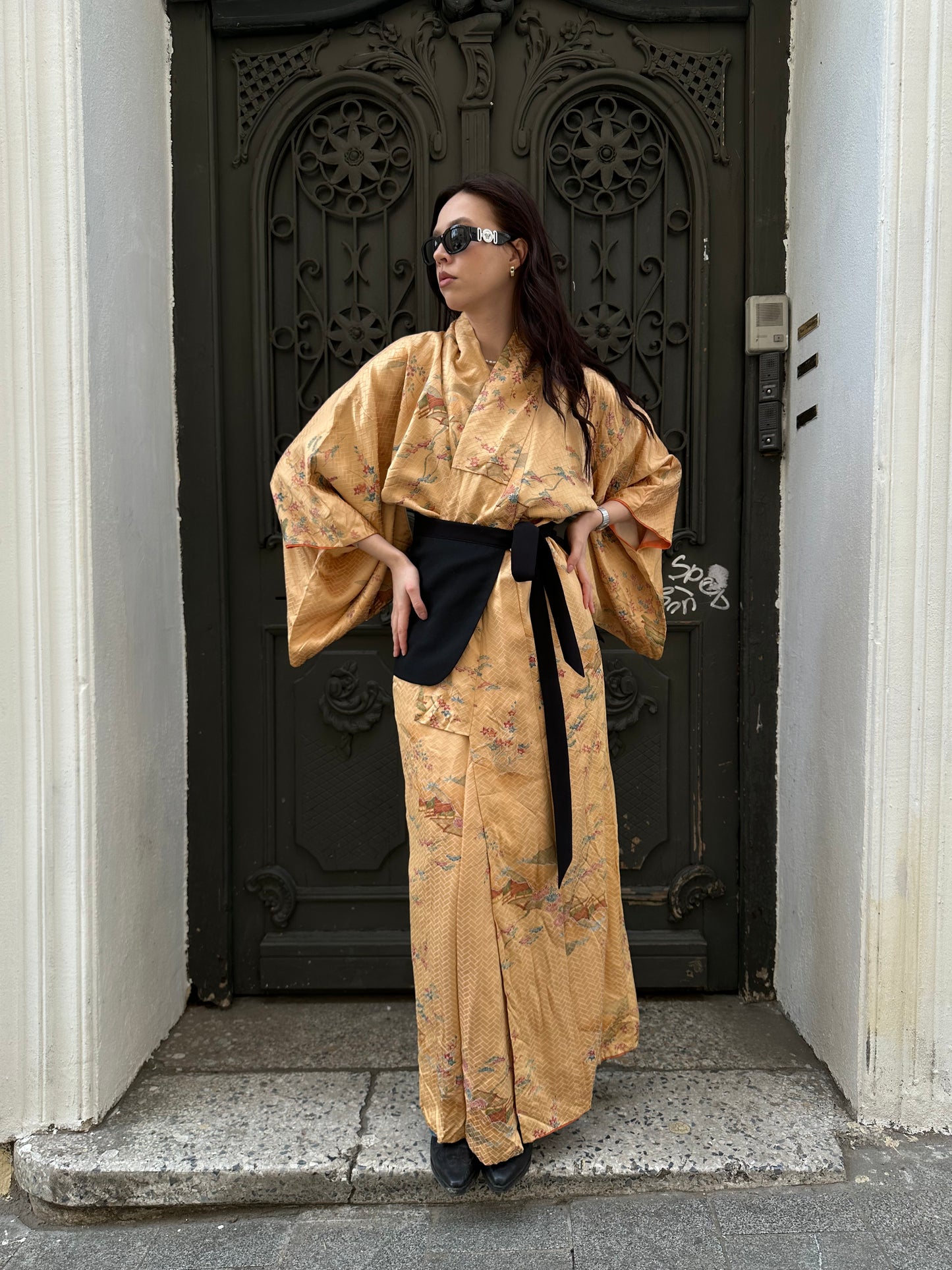 Gold kimono with flowers