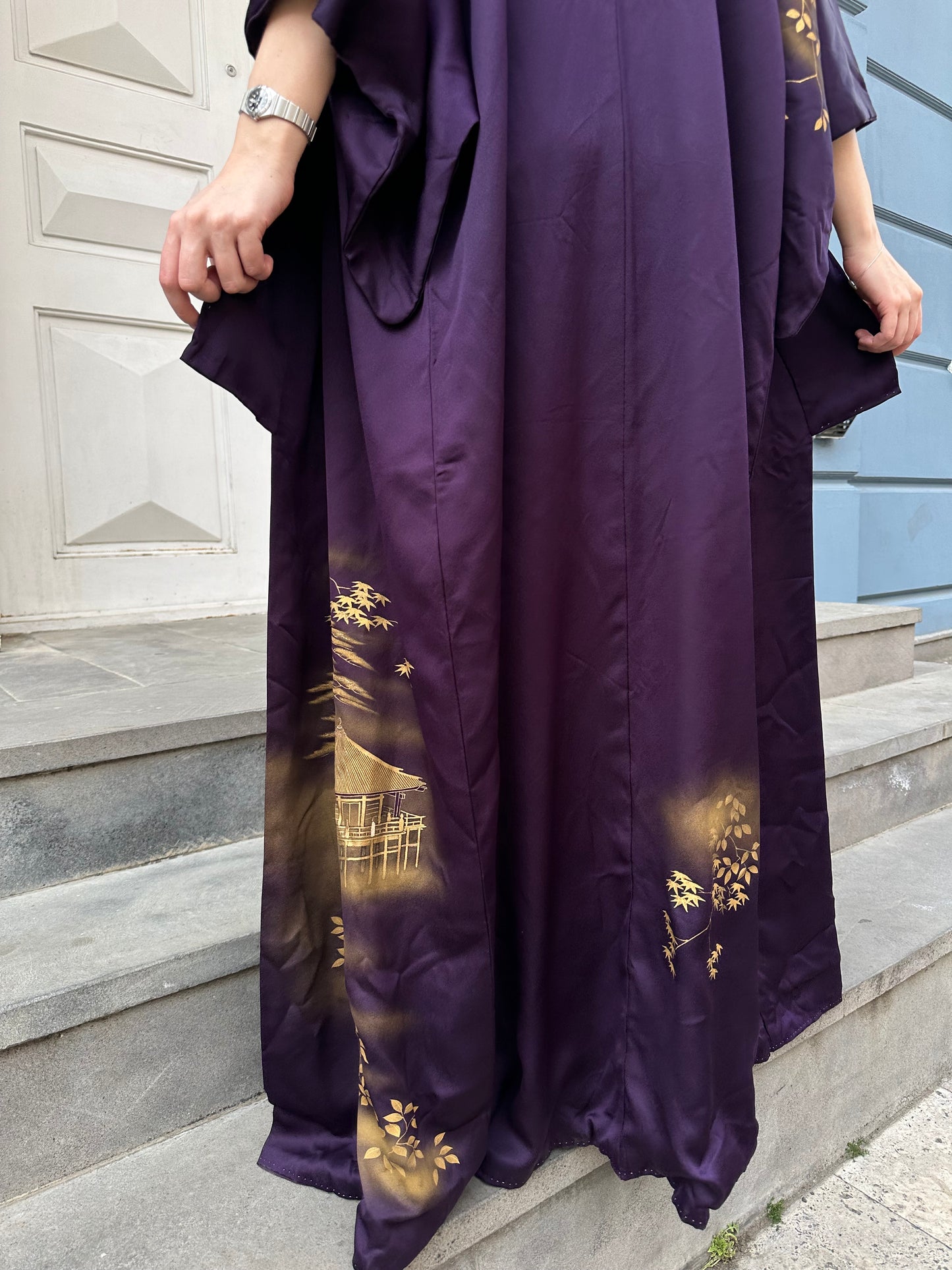 Purple Kimono with gold pattern