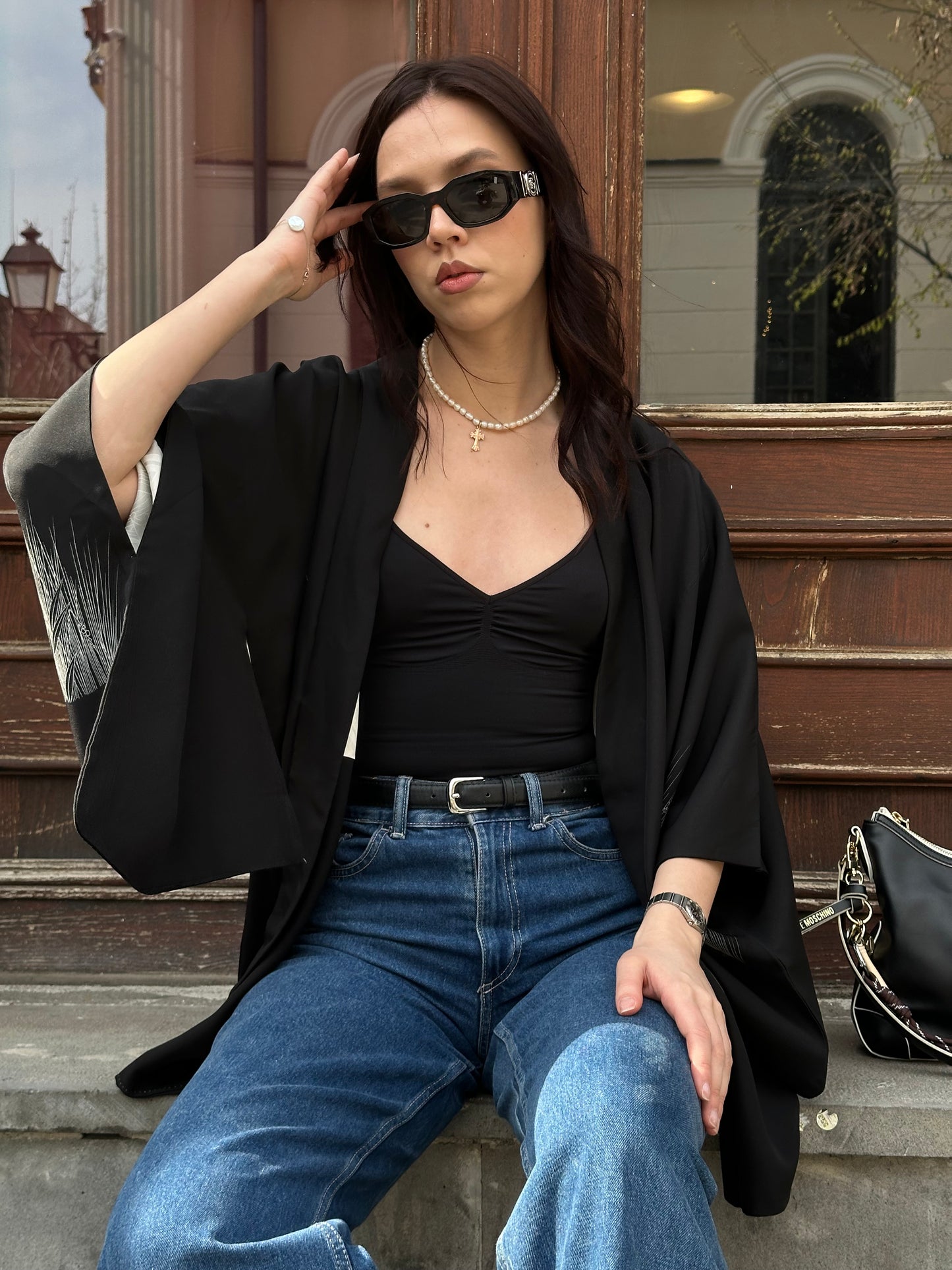 Black haori with a crane