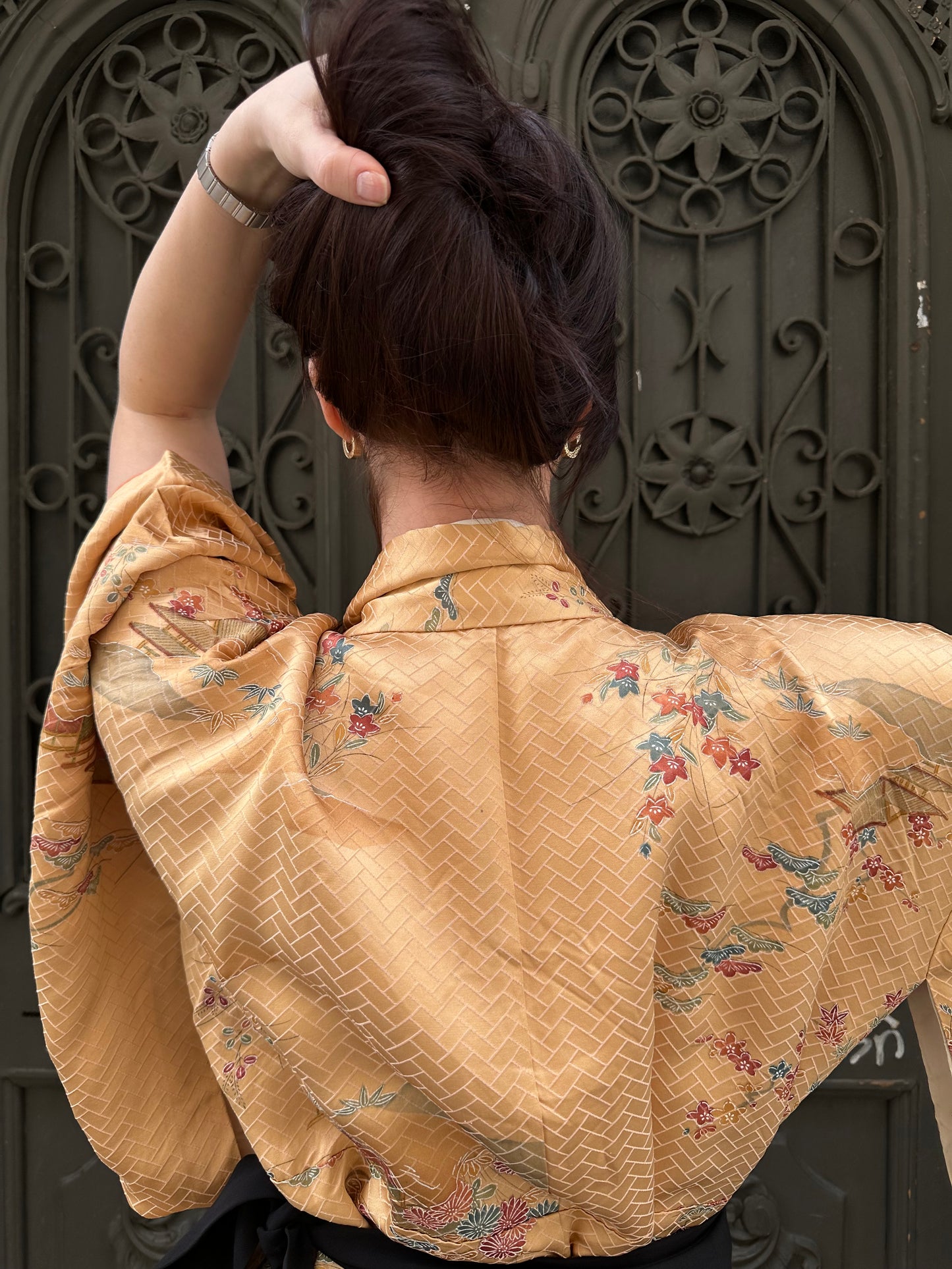 Gold kimono with flowers
