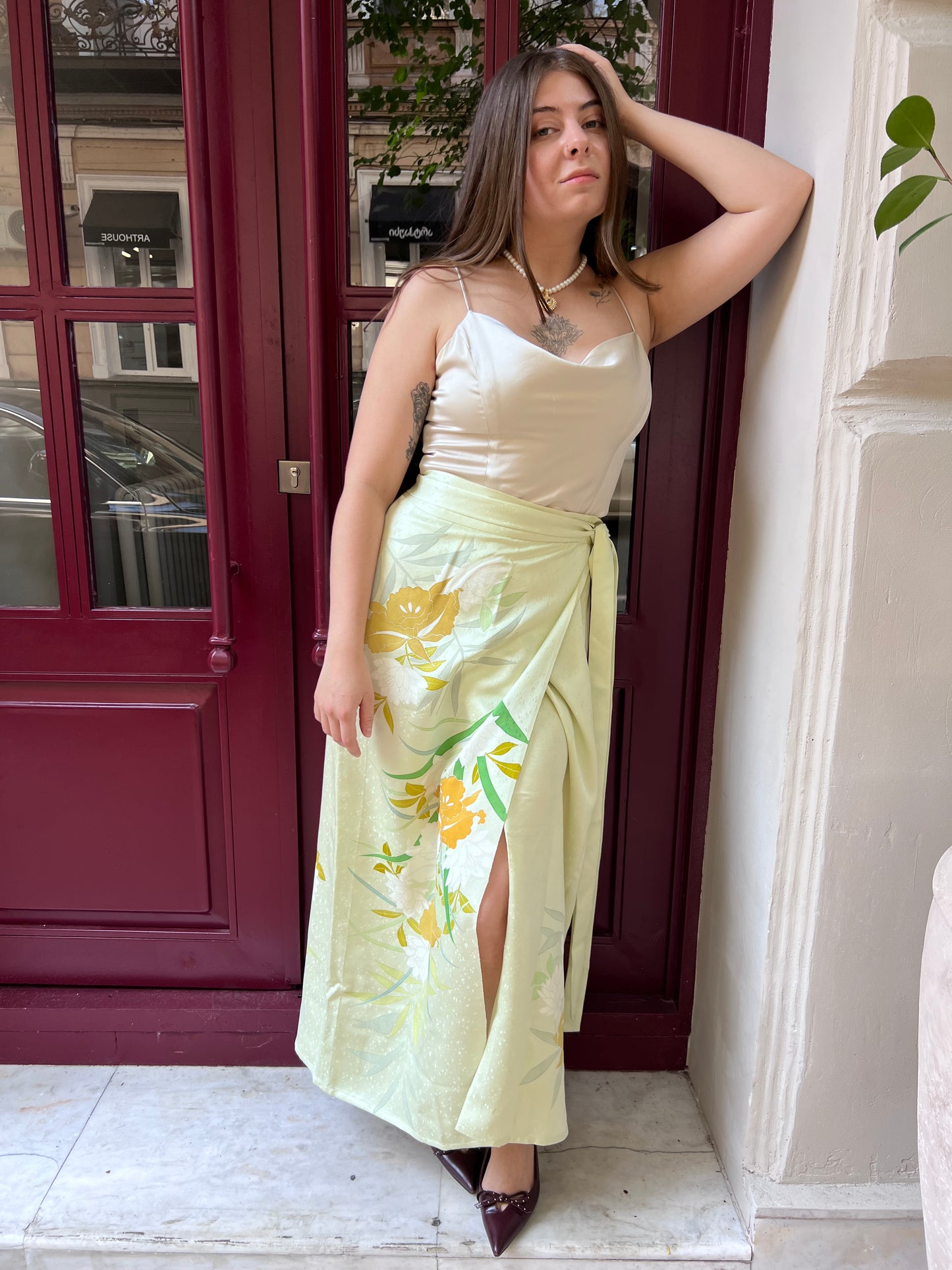 Silk skirt with flowers