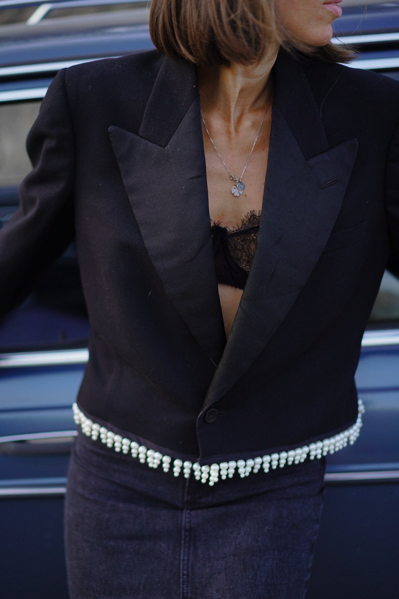 Jacket with pearls