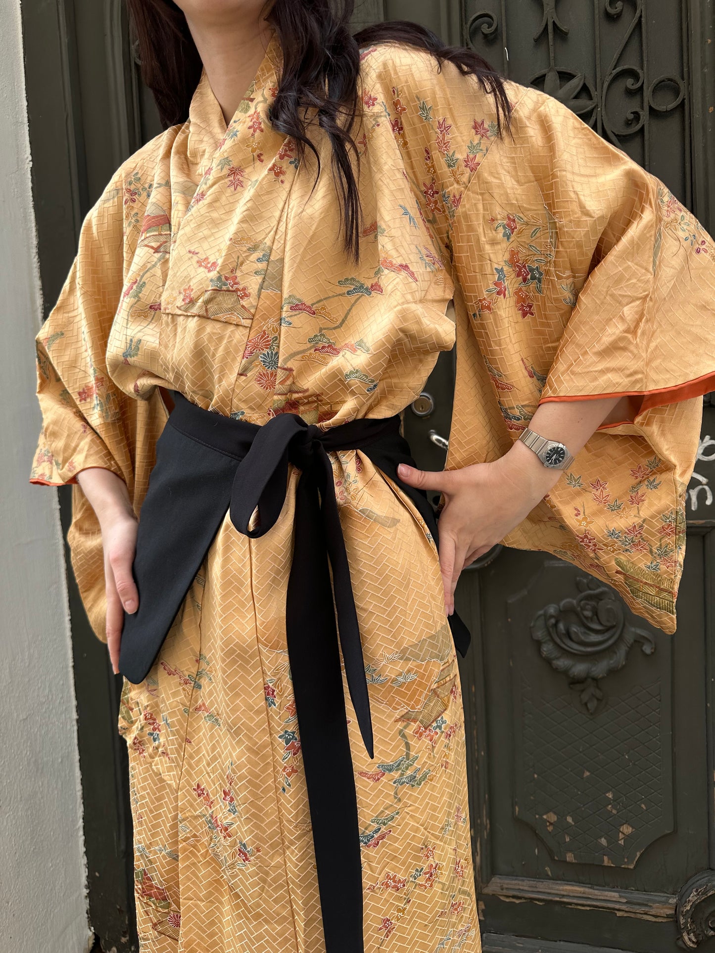 Gold kimono with flowers
