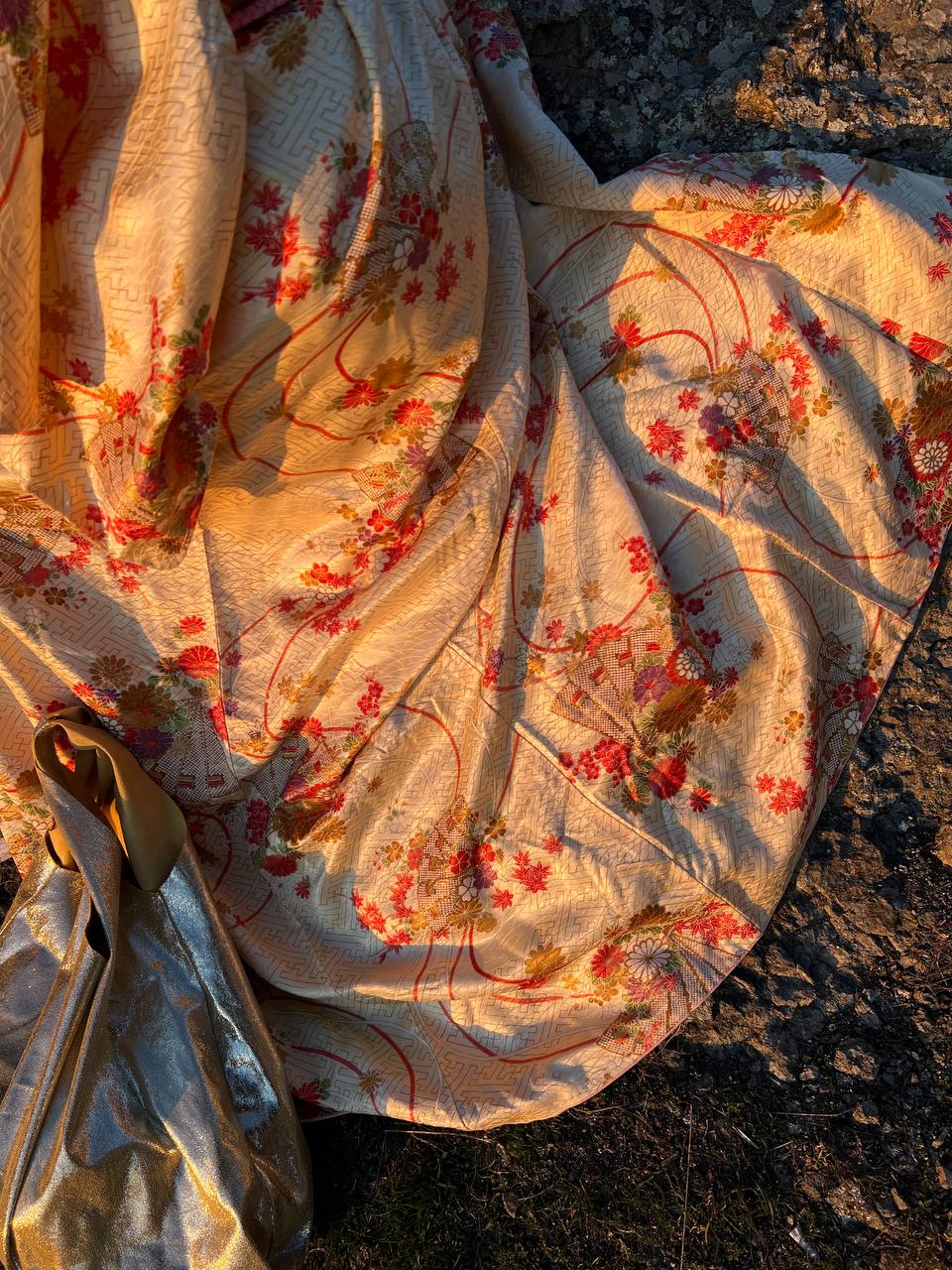 Gold kimono with flowers