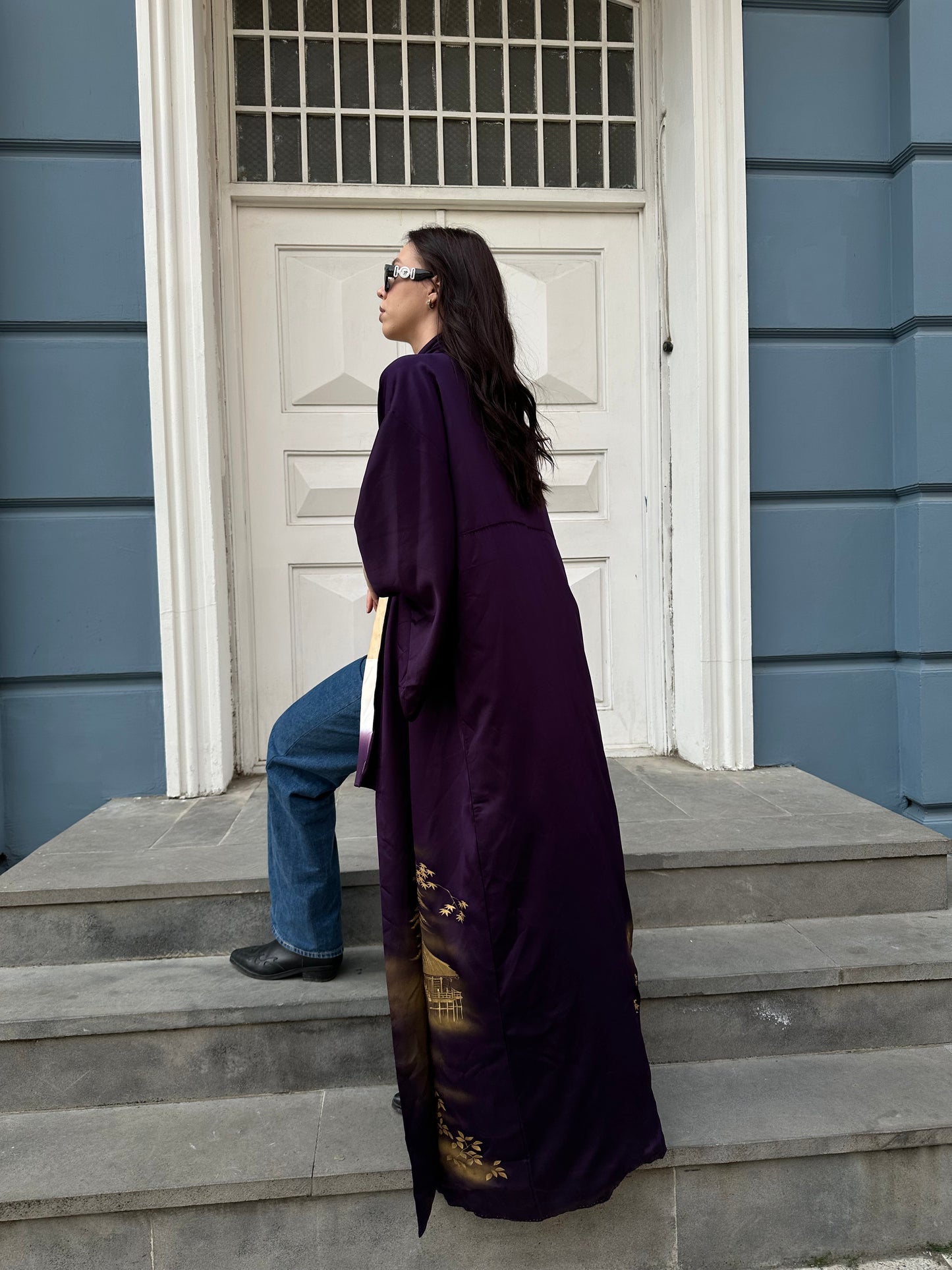 Purple Kimono with gold pattern