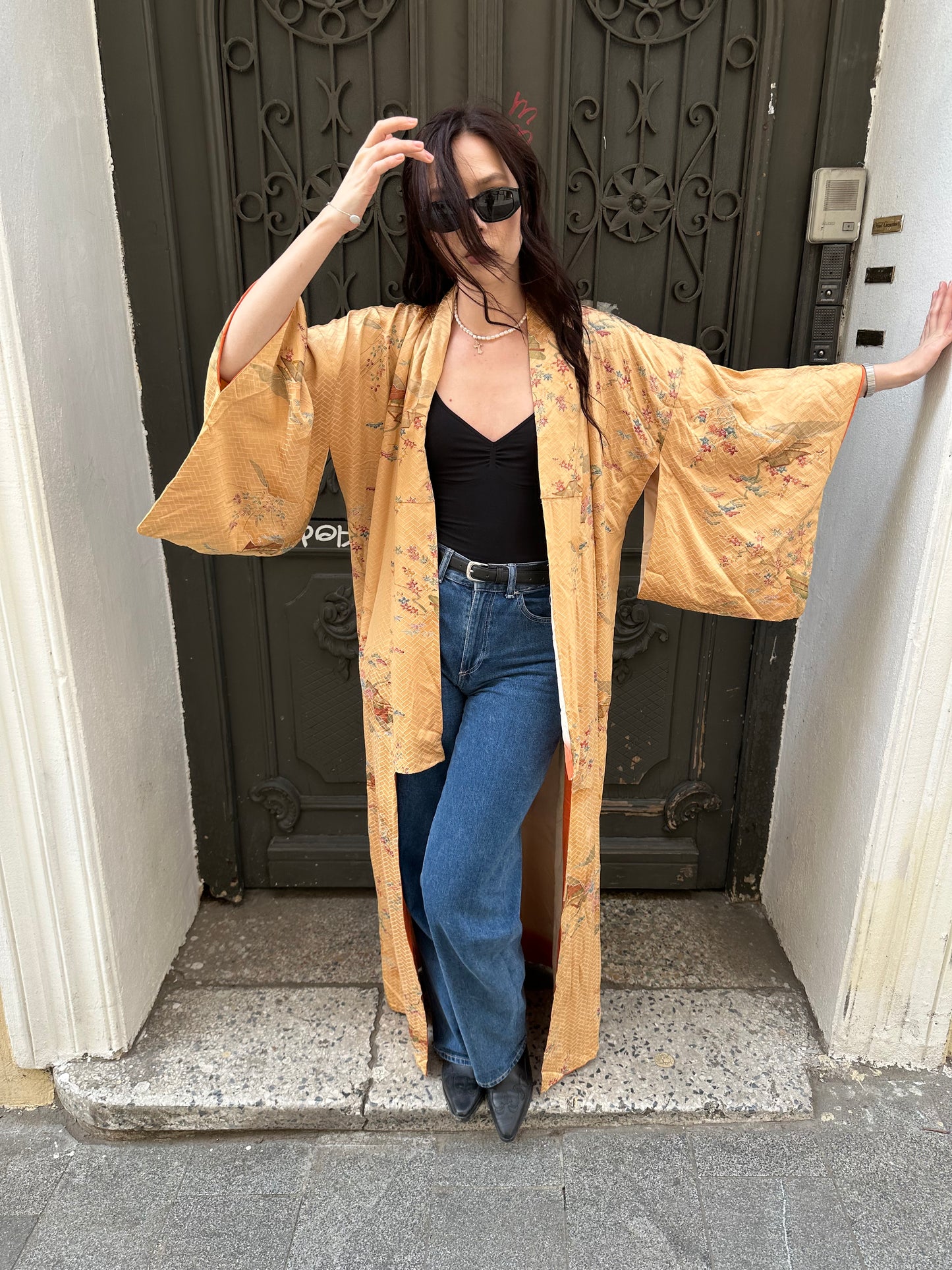 Gold kimono with flowers