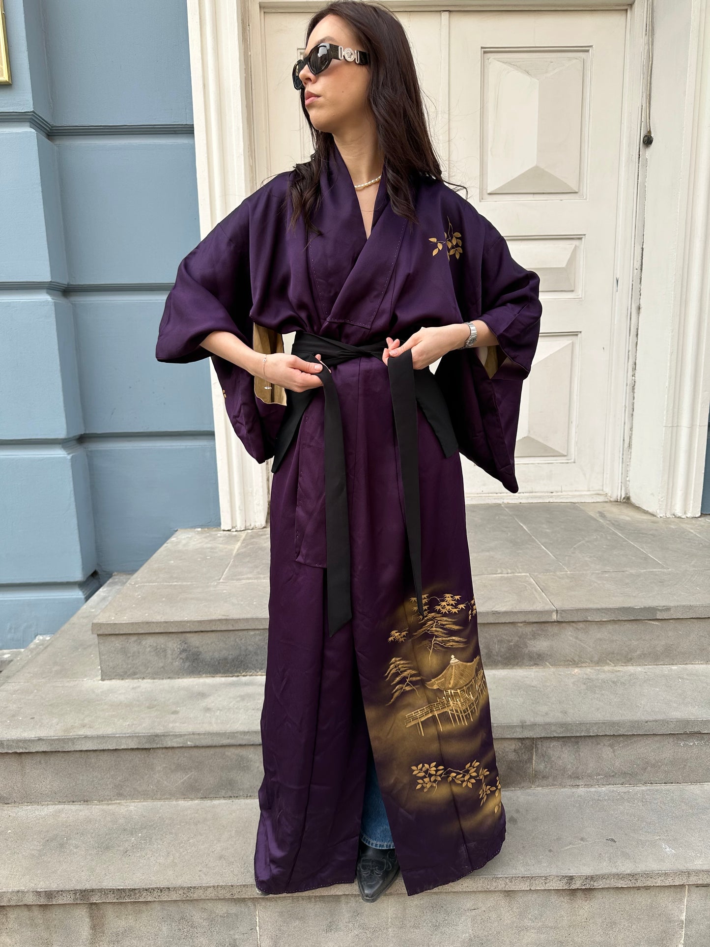 Purple Kimono with gold pattern