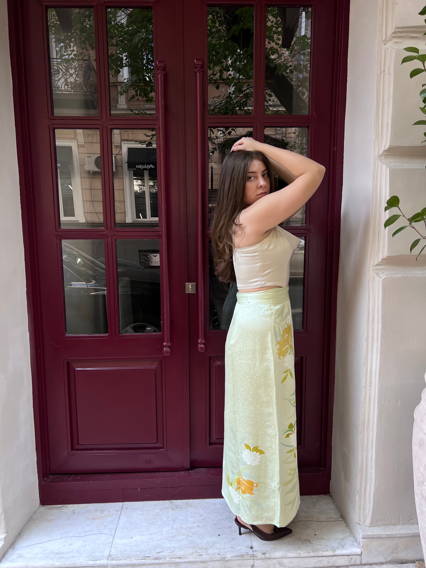 Silk skirt with flowers
