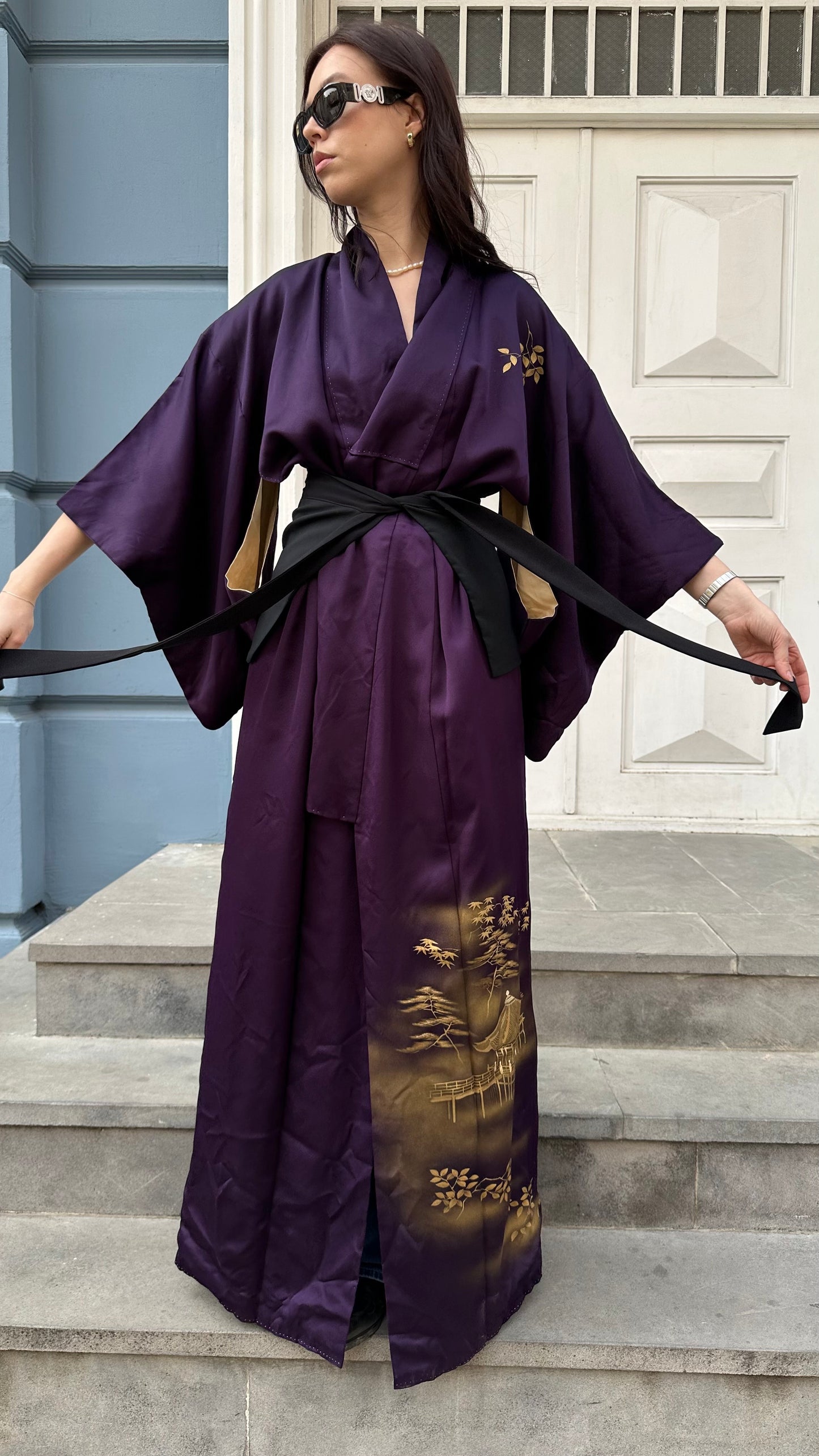 Purple Kimono with gold pattern