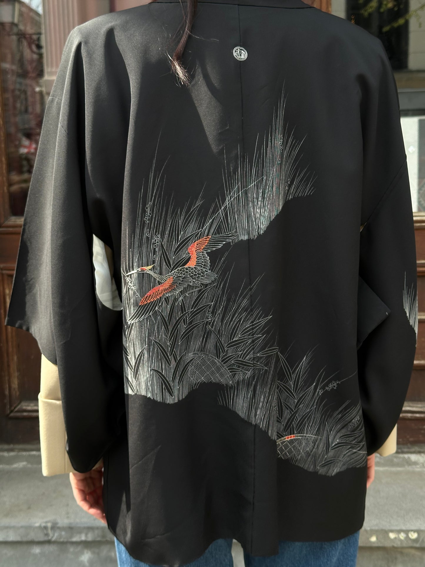 Black haori with a crane