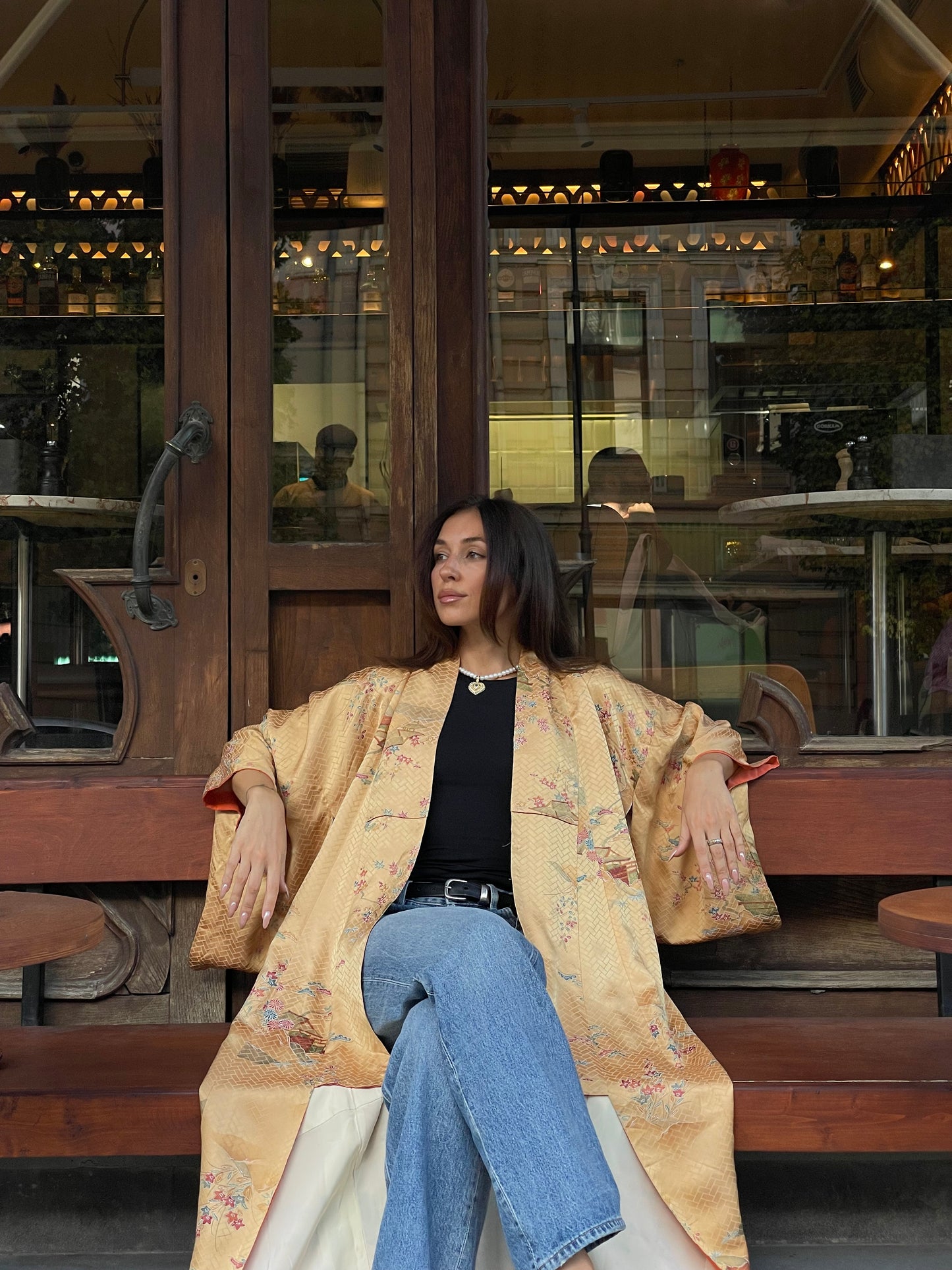 Gold kimono with flowers