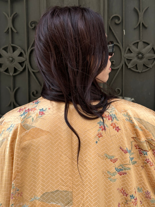Gold kimono with flowers