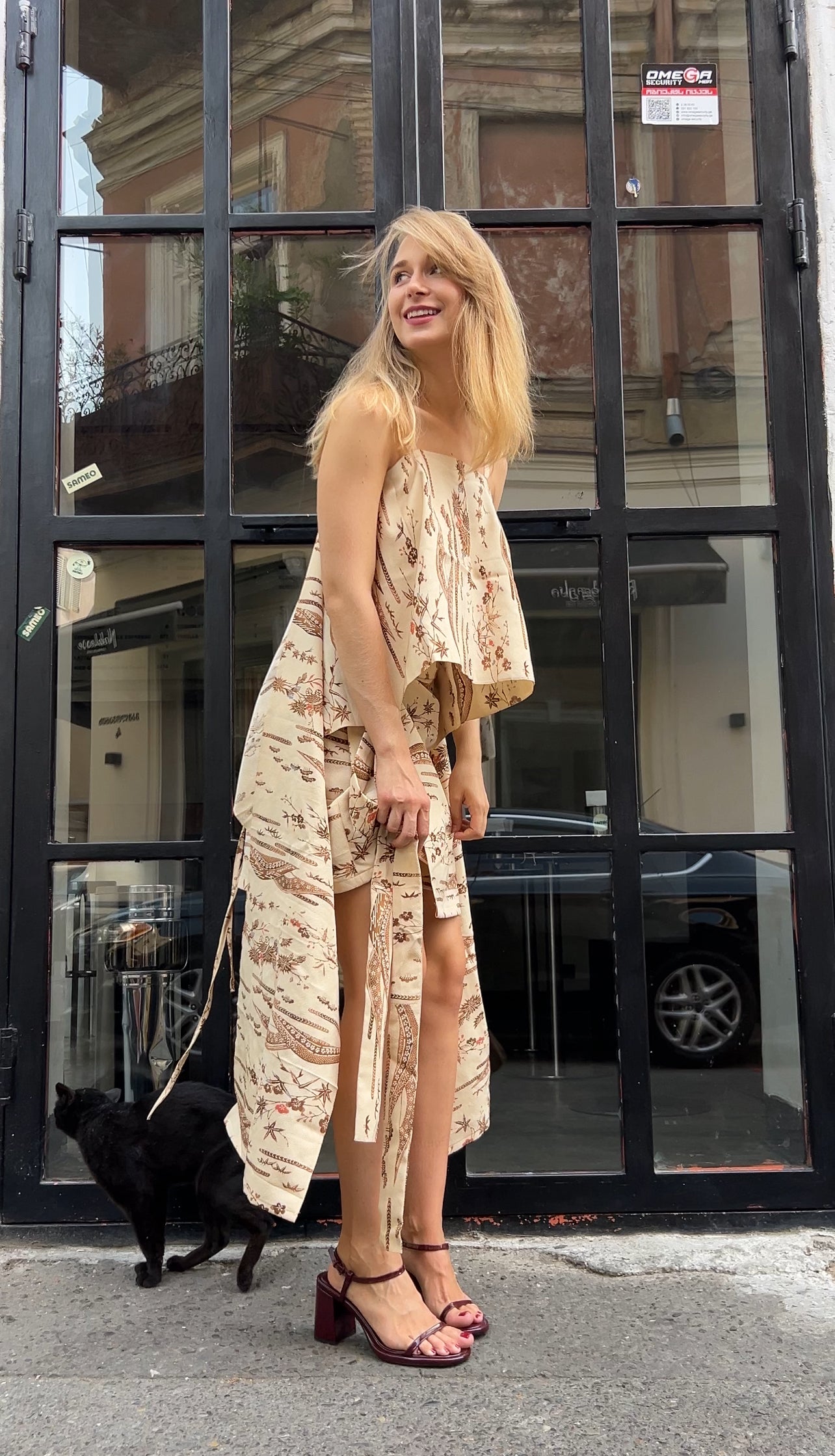 Silk suit with sakura