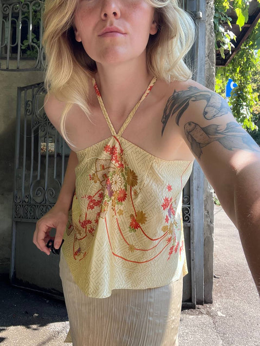 Silk top gold flowers