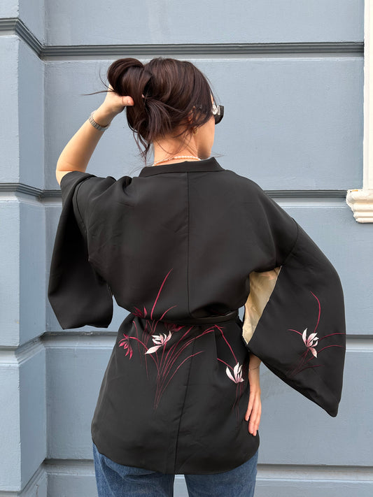 Haori with purple flowers