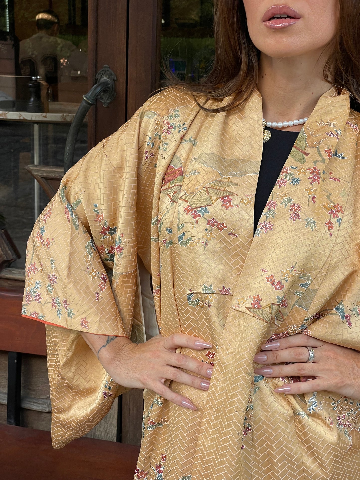 Gold kimono with flowers
