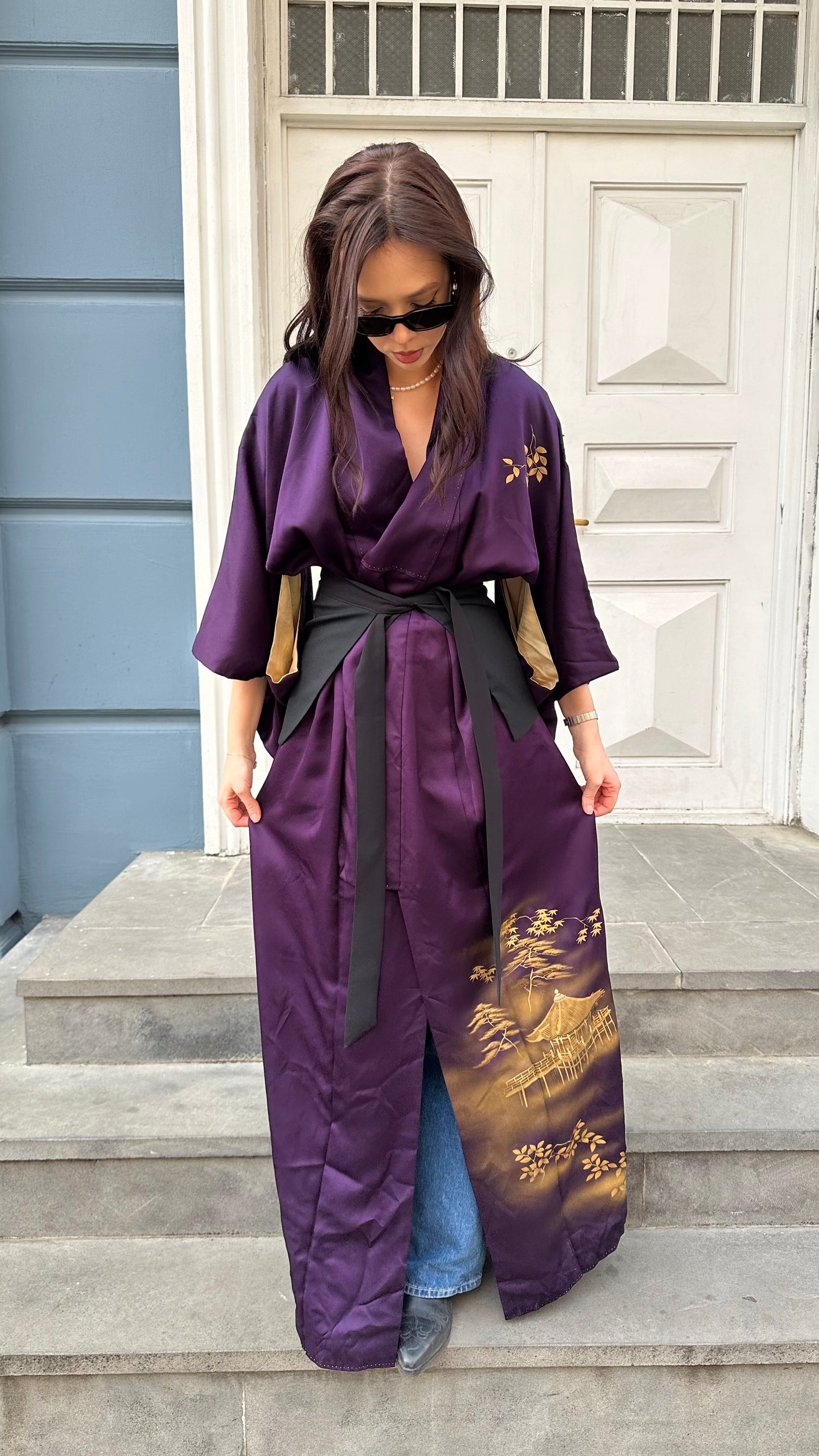 Purple Kimono with gold pattern