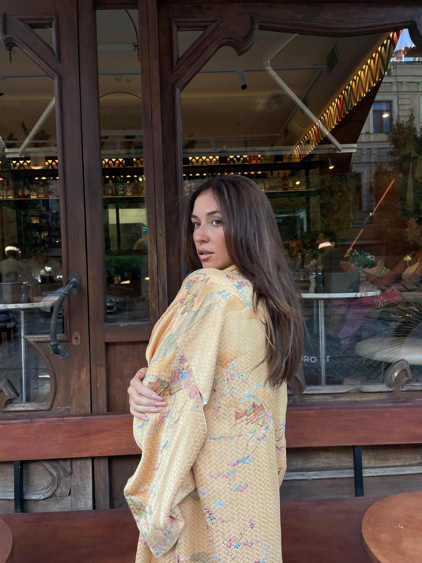 Gold kimono with flowers